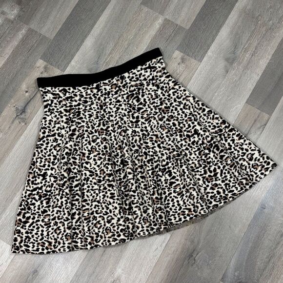 The Limited Cheetah Print Sweater Knit Skater Skirt Tan Black XL - Picture 8 of 12